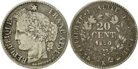 France 20 Centimes Coin, Cérès, Bordeaux, Silver, KM:758.3 -