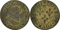 France Double Tournois Coin, Louis XIII, Double tournois, buste enfantin au col fraisé, Double -