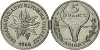 Madagascar 5 Francs Coin, Paris, Stainless Steel, KM:E8 -