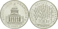 France 100 Francs Coin, Panthéon, Paris, Silver, KM:951.1 -