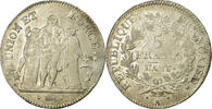 France 5 Francs Coin, Union et Force, Paris, Silver -