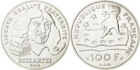 France 100 Francs Coin, Descartes, Paris, ESSAI, Silver, KM:996 -