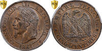 France 5 Centimes Napoleon III, Strasbourg, Bronze, PCGS -