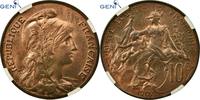 France 10 Centimes Coin, Dupuis, Paris, GENI, MS63RB, Bronze, KM:843 -