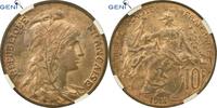 France 10 Centimes Coin, Dupuis, Paris, GENI, MS63RB, Bronze, KM:843 -