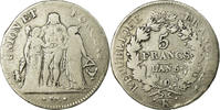 France 5 Francs Coin, Union et Force, Bordeaux, Silver -