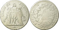 France 5 Francs Coin, Union et Force, Bayonne, Silver -
