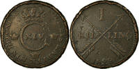 Sweden Skilling Coin, Carl XIV Johan, Copper, KM:597 -