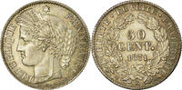 France 50 Centimes Coin, Cérès, Bordeaux, Silver, KM:834.2 -