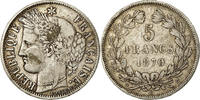 France 5 Francs Coin, Cérès, Bordeaux, Silver, KM:818.4 -