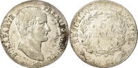 France 5 Francs Coin, Napoleon I, Marseille, Silver -
