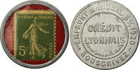 France 5 Centimes Coin, Crédit Lyonnais, Timbre-Monnaie, Aluminium -