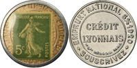 France 5 Centimes Coin, Crédit Lyonnais, Timbre-Monnaie, Aluminium -