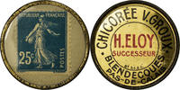 France 25 Centimes Coin, Chicorée V.Groux, Blendecques, Timbre-Monnaie -