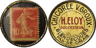 France 10 Centimes Coin, Chicorée V.Groux, Blendecques, Timbre-Monnaie -