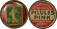 France 5 Centimes Coin, Pilules Pink, Timbre-Monnaie, Métal -
