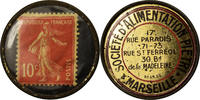 France 10 Centimes Coin, Alimentation Pietri Marseille, Timbre-Monnaie -