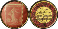France 10 Centimes Coin, Produits chimiques d'Auby, Timbre-Monnaie -