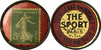 France 5 Centimes Coin, The Sport, Trousseaux, Paris, Timbre-Monnaie -