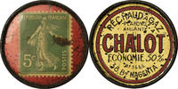 France 5 Centimes Coin, Réchaud à Gaz, Chalot, Timbre-Monnaie -