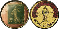 France 5 Centimes Coin, Chicorée Vierge Noire Abbaye Graville -