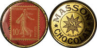 France 10 Centimes Coin, Masson, Chocolat, Timbre-Monnaie, Métal -