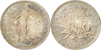 France 50 Centimes Coin, Semeuse, Paris, Silver, KM:854 -