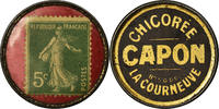 France 5 Centimes Coin, Chicorée Capon, La Courneuve, Timbre-Monnaie -