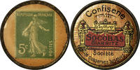 France 5 Centimes Coin, Confiserie Socobas Biarritz, Timbre-Monnaie -