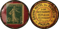 France 5 Centimes Coin, Grand hôtel du Pavillon, Paris, Timbre-Monnaie -