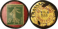 France 5 Centimes Coin, F.Massart, Bordeaux, Carrelages, Timbre-Monnaie -