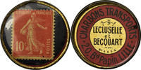France 10 Centimes Coin, Charbons Lecluselle Becquart Lille, Timbre-Monnaie -