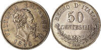 Italy 50 Centesimi Coin, Vittorio Emanuele II, Milan, Silver -