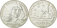 France 100 Francs Coin, Descartes, Silver, KM:996 -