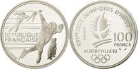 France 100 Francs Coin, 100 Francs Olympics, Silver, KM 980 -
