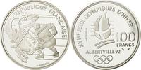 France 100 Francs Coin, 100 Francs Olympics, Silver, KM 993 -