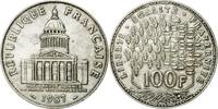 France 100 Francs Coin, Panthéon, Paris, Silver, KM:951.1 -