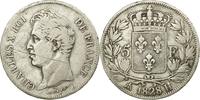 France 5 Francs Coin, Charles X, La Rochelle, Silver -