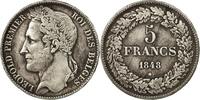 Belgium 5 Francs, 5 Frank Coin, Leopold I, Silver, KM:3.2 -