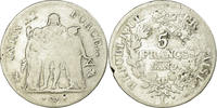 France 5 Francs Coin, Union et Force, Bayonne, Silver -