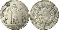 France 5 Francs Coin, Union et Force, Perpignan, Silver -