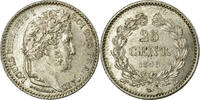 France 25 Centimes Coin, Louis-Philippe, Rouen, Silver -