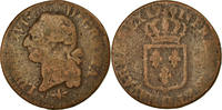 France Sol à l'Ecu Coin, Louis XVI, Lyon, Copper, Gadoury:350 -