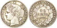 France 50 Centimes Coin, Cérès, Paris, Silver, KM:834.1 -