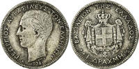 Greece Drachma Coin, George I, Paris, Silver, KM:38 -