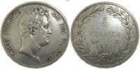 France 5 Francs Coin, Louis-Philippe, Paris, Silver -