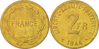 France 2 Francs Coin, France Libre, Philadelphia, Brass -