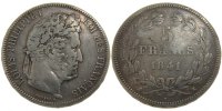 France 5 Francs Coin, Louis-Philippe, Bordeaux, Silver -
