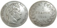 France 5 Francs Coin, Louis-Philippe, Paris, Silver -