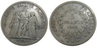France 5 Francs Coin, Hercule, Bordeaux, Silver, KM:756.4 -
